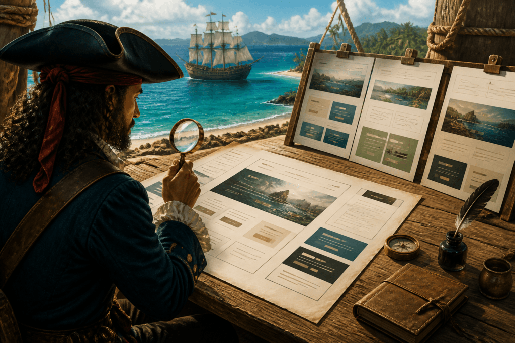 Landing page headline block examples in a design file