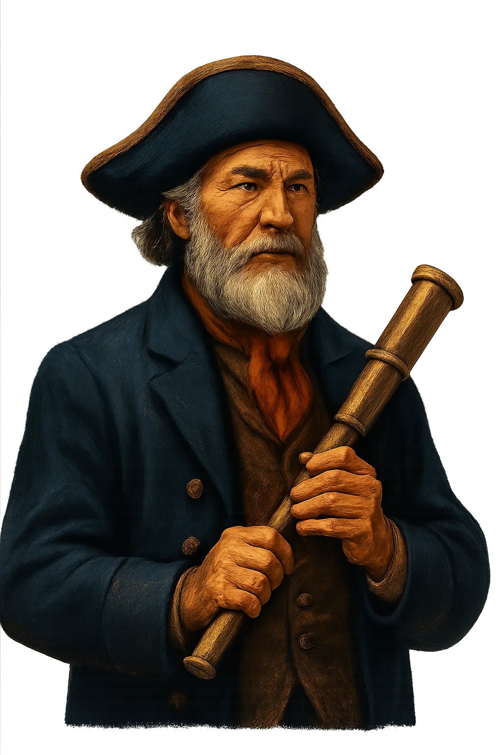 Pirate captain with a spyglass