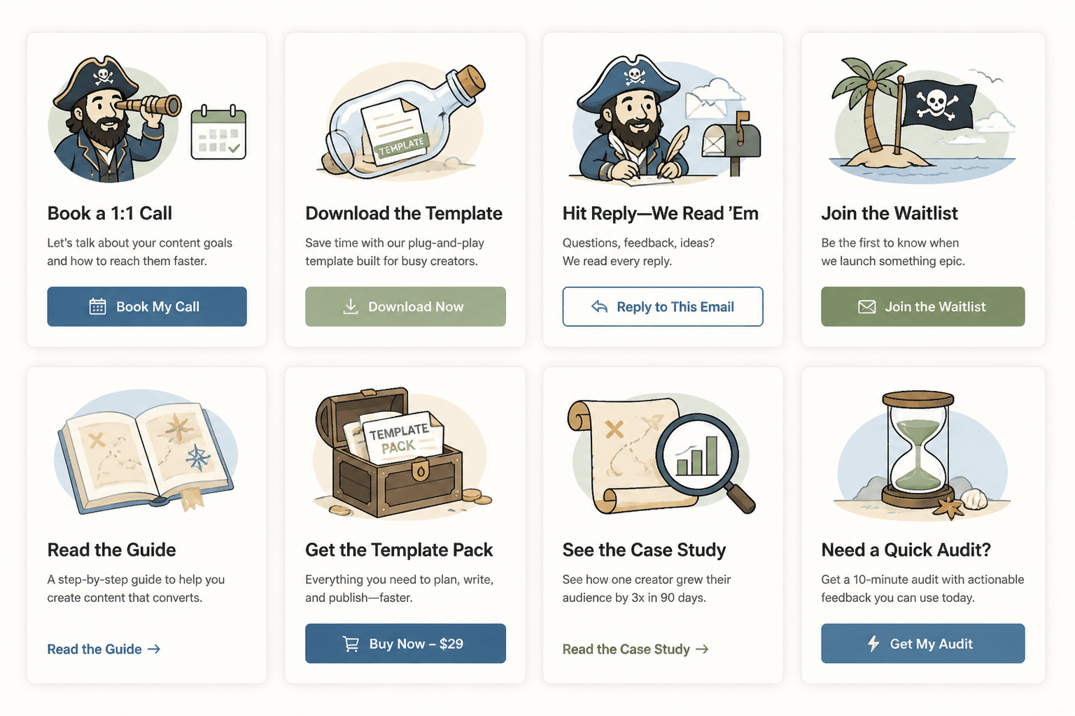 Grid of simple newsletter CTA block template styles
