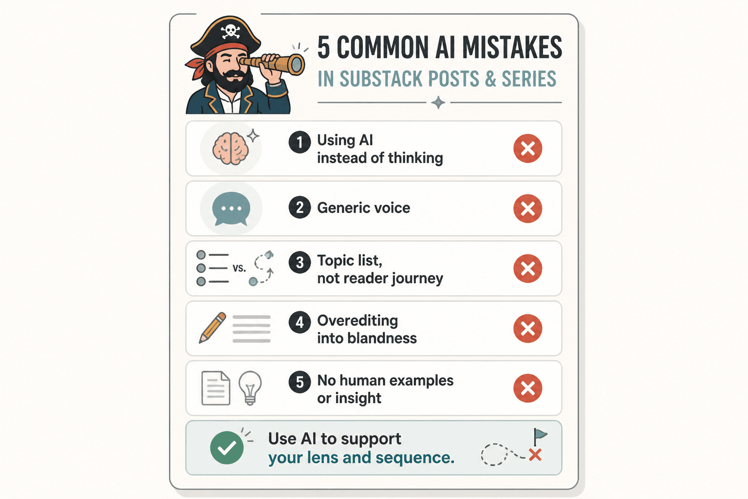 Checklist of common AI newsletter mistakes to avoid