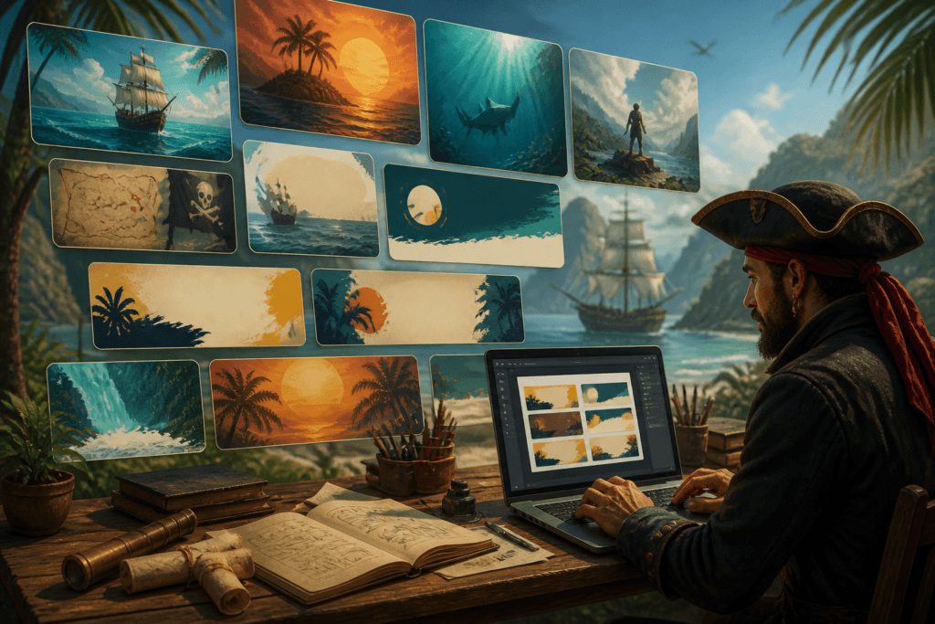 Newsletter header templates made with AI images