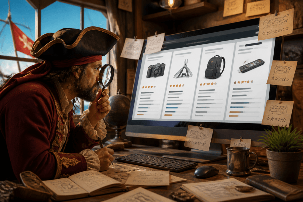 Examples of detailed tool reviews on a screen